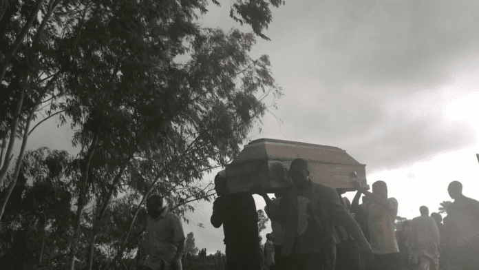 Fellow Citizen Guards carry coffin of fallen comrade killed defending the village of Sambak from terrorist attack in Plateau State in July 2023. Photo by Masara Kim