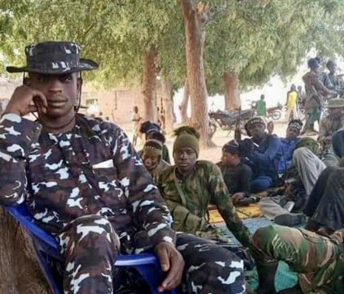 Bandit warlord Bello Turji seen with his gang members in a Zamfara forest in 2020. photo courtesy of Murtala Rufai.
