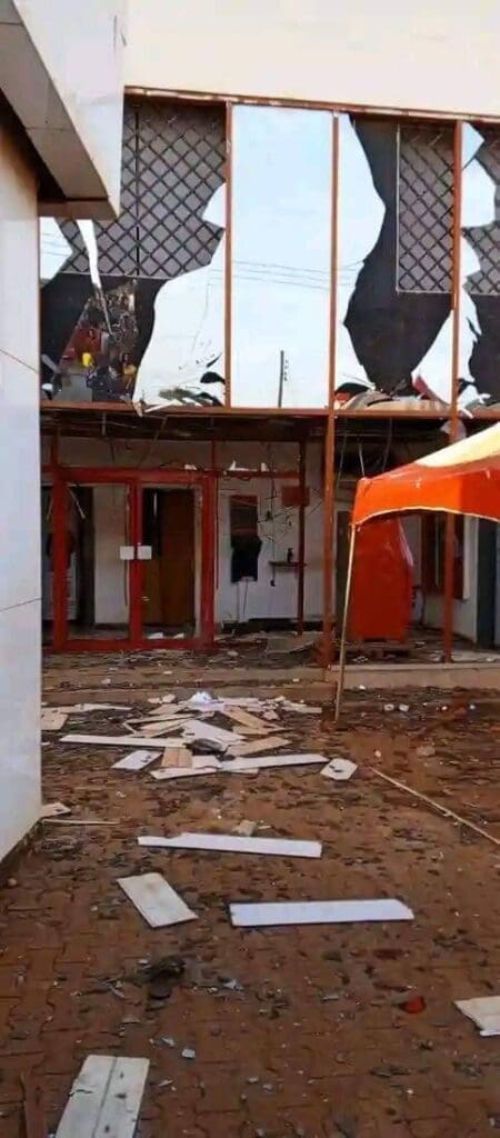 Bank facade in Otukpo shattered by bank robbery attack. Courtesy of FB