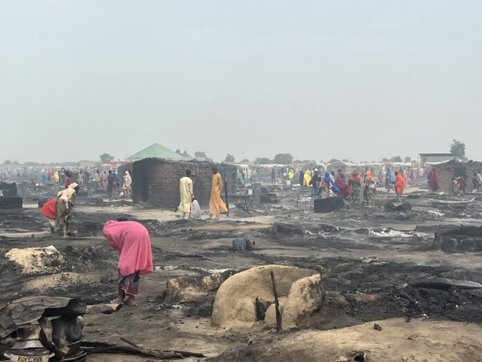 Muna Alamdari IDP camp in Maiduguri after the fire incident. Credit: Zagazola on X