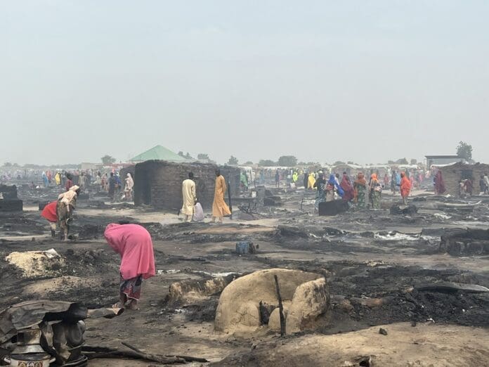 Muna Alamdari IDP camp in Maiduguri after the fire incident. Credit: Zagazola on X