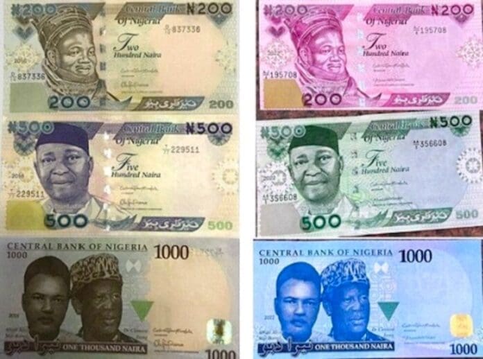 Old (left) and redesigned (right) naira banknotes. Credit: Ezinwanne Onwuka.