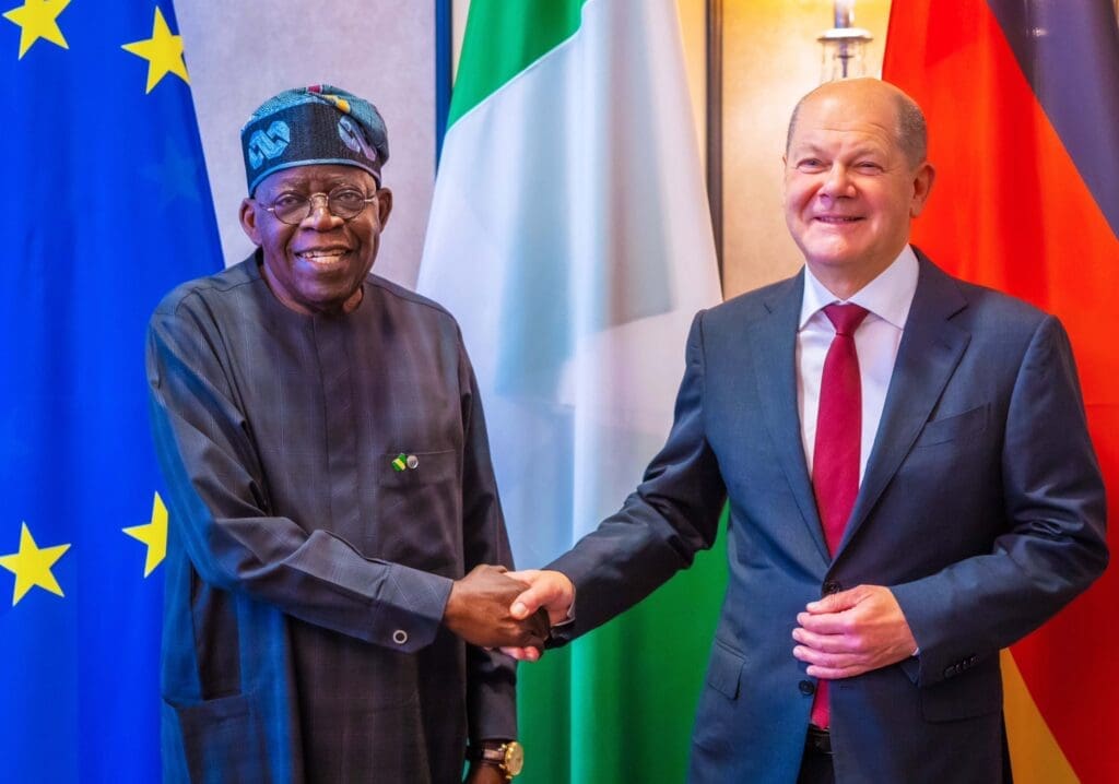 President Bola Tinubu and German Chancellor Olaf Scholz. Credit: Bola Ahmed Tinubu on X.