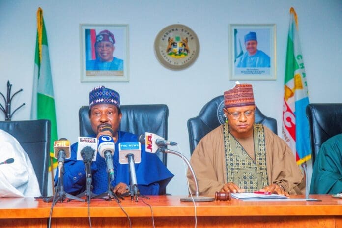 Deputy Senate President Barau Jibrin (left) and Governor Uba Sani of Kaduna State (right). Credit: X/baraujibrin.
