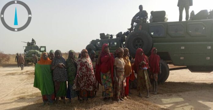 Some of the abducted victims rescued by the Nigerian Army in Sokoto. Photo credit: X/HQNigerianArmy.