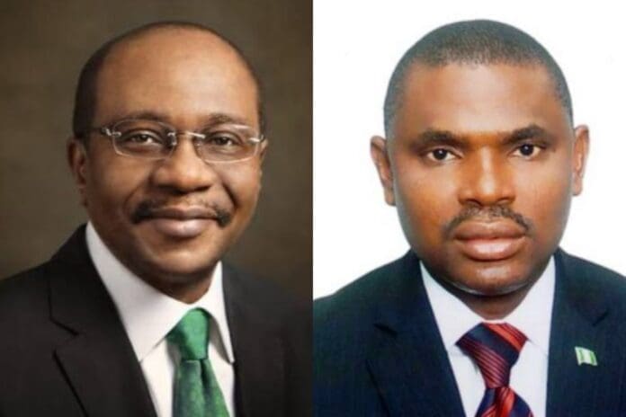 Godwin Emefiele (left) and Jim Obazee (right).