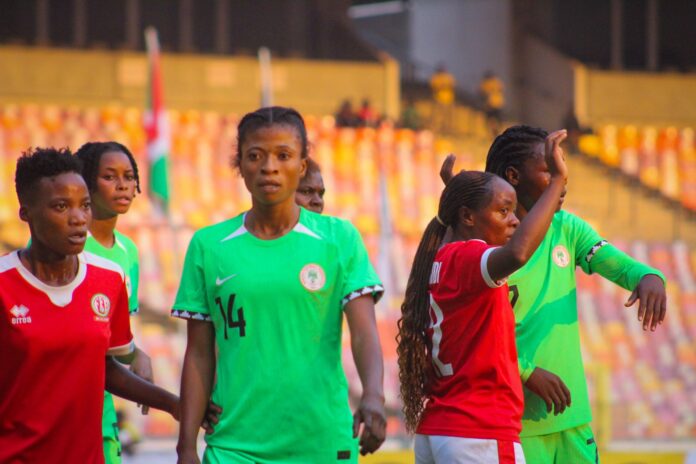 Goalscorer Esther Ajakaye on shirt no. 14. Photo credit: X/@NGSuper_Falcons.