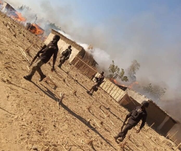 Nigerian military during an invasion of terrorist camp. Photo credit: X/ZagazOlaMakama.