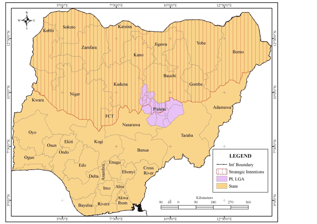 Inset of Plateau State in general map of Nigeria.