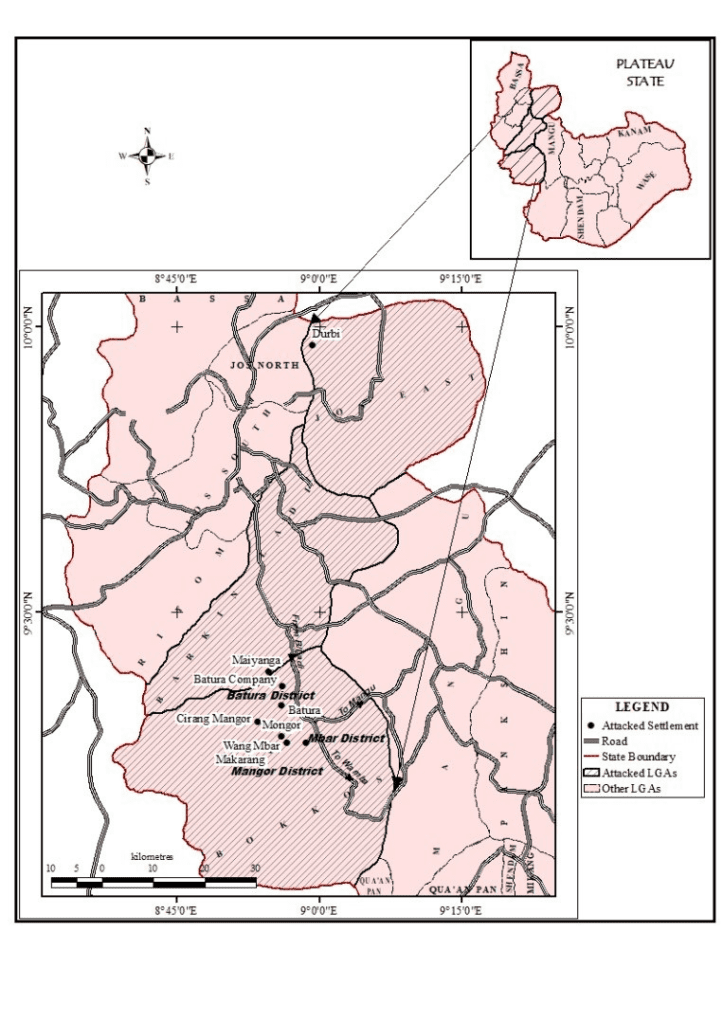 Map of Black Christmas attack zone showing 9 of the population centers taken over. Map courtesy of Stefanos Foundation.