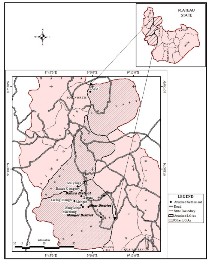 Map of Black Christmas attack zone showing 9 of the population centers taken over. Map courtesy of Stefanos Foundation.