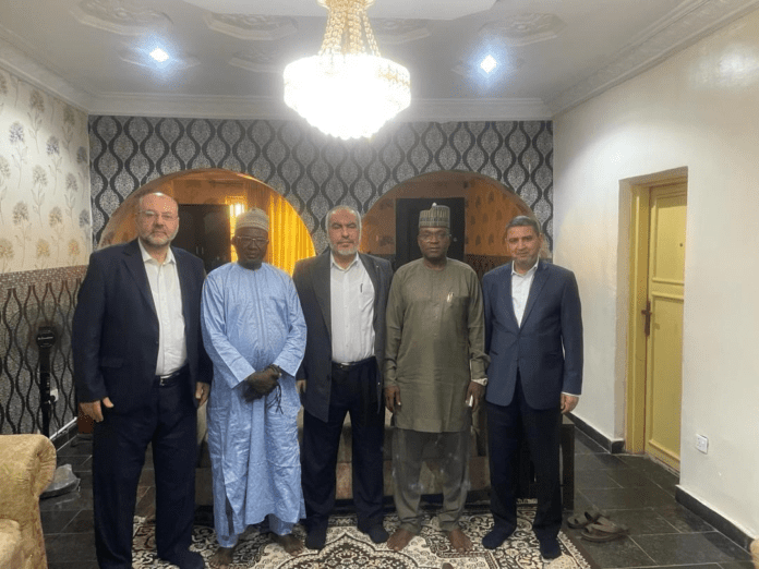 Hamas delegation in Abuja. Senior Hamas leader Ghazi Hamad Center. A. Ali Far left. Sami Abu Zuhri far right. Credit: Hamas.