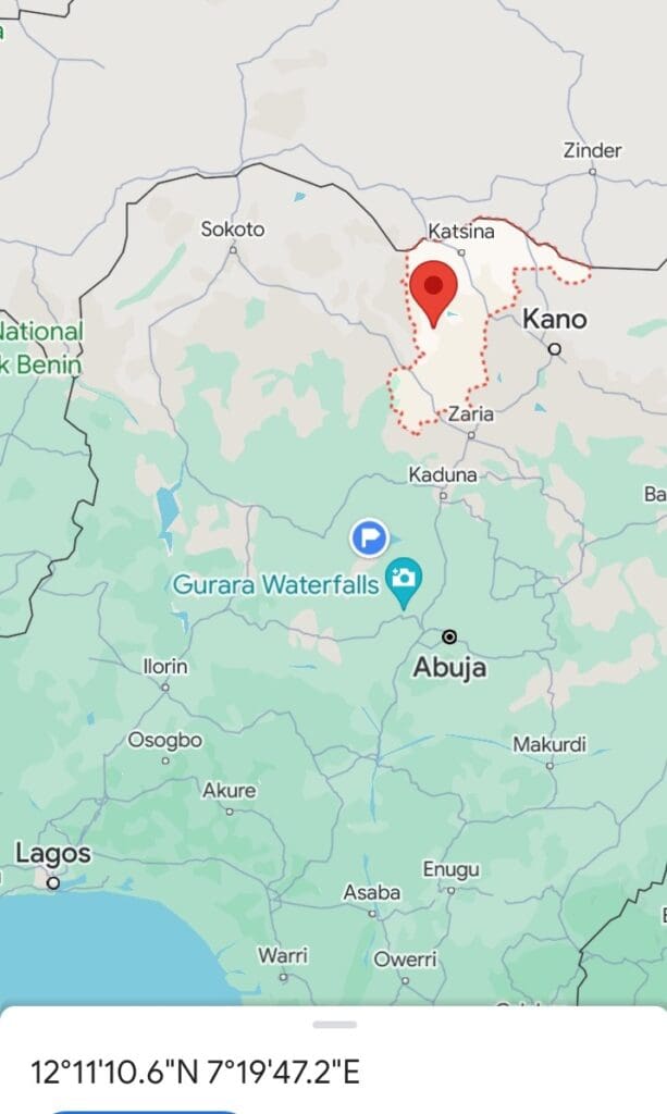 Google Map Shows Location of Yan Tumaki Forest in Katsina State.
