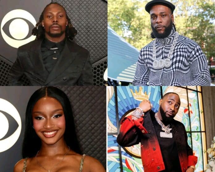 Burna Boy, Asake, Davido and Ayra Starr.