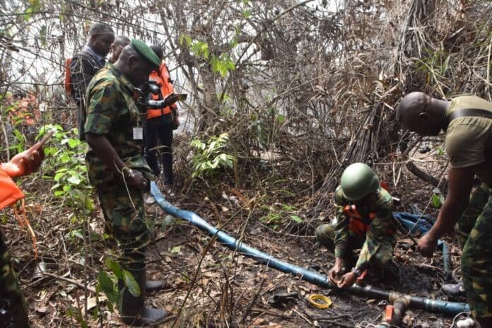 The Nigerian Army clamps down on economic saboteurs in Operation Delta Safe in this file photograph. Photo by Nigerian Army.