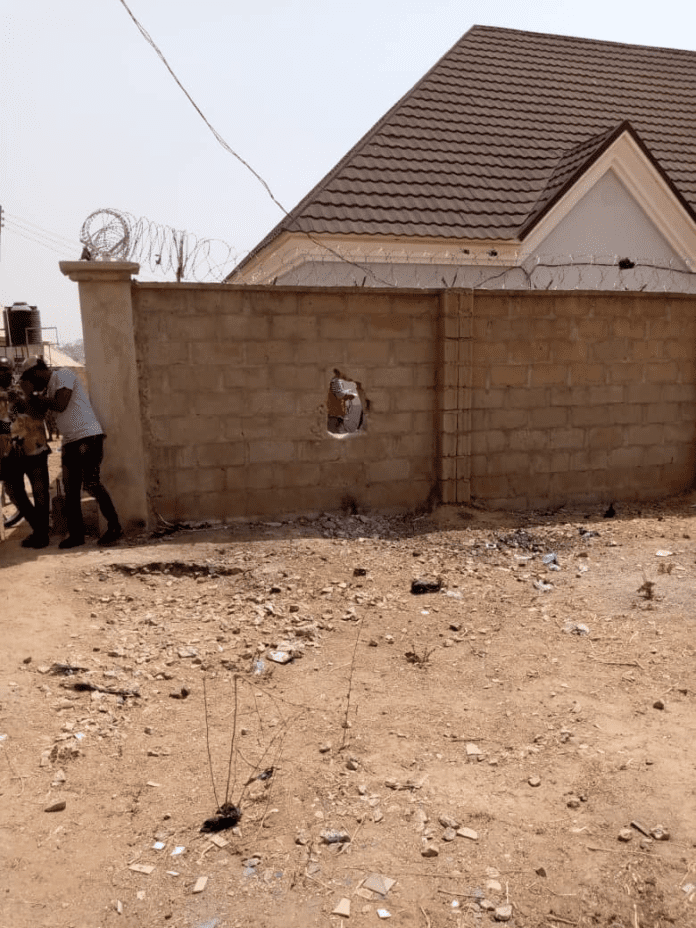 Dele Oladele’s home in Karugu showing wall smashed by kidnappers on March 13. photo credit Mike Odeh James.