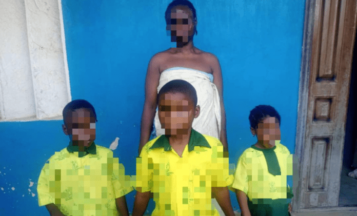 Kidnap suspect with three rescued victims. Photo credit: AIT