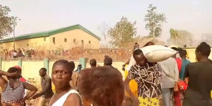 The looted warehouse. Photo credit: Premium Times.