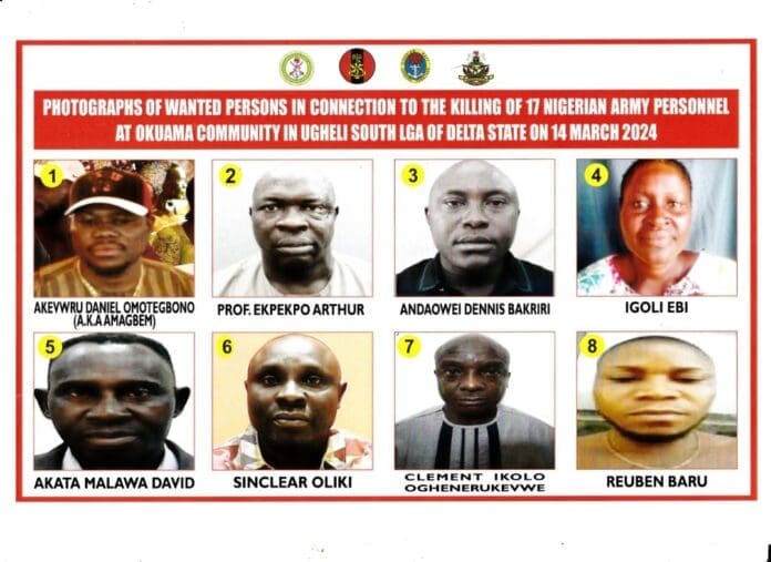 Wanted suspects over murder of soldiers. Photo credit: X/@DefenceInfoNG.