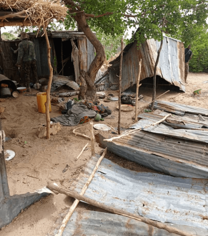 Boko Haram/ISWAP jihadist enclave destroyed by the military. Photo credit: X/@ZagazOlaMakama.