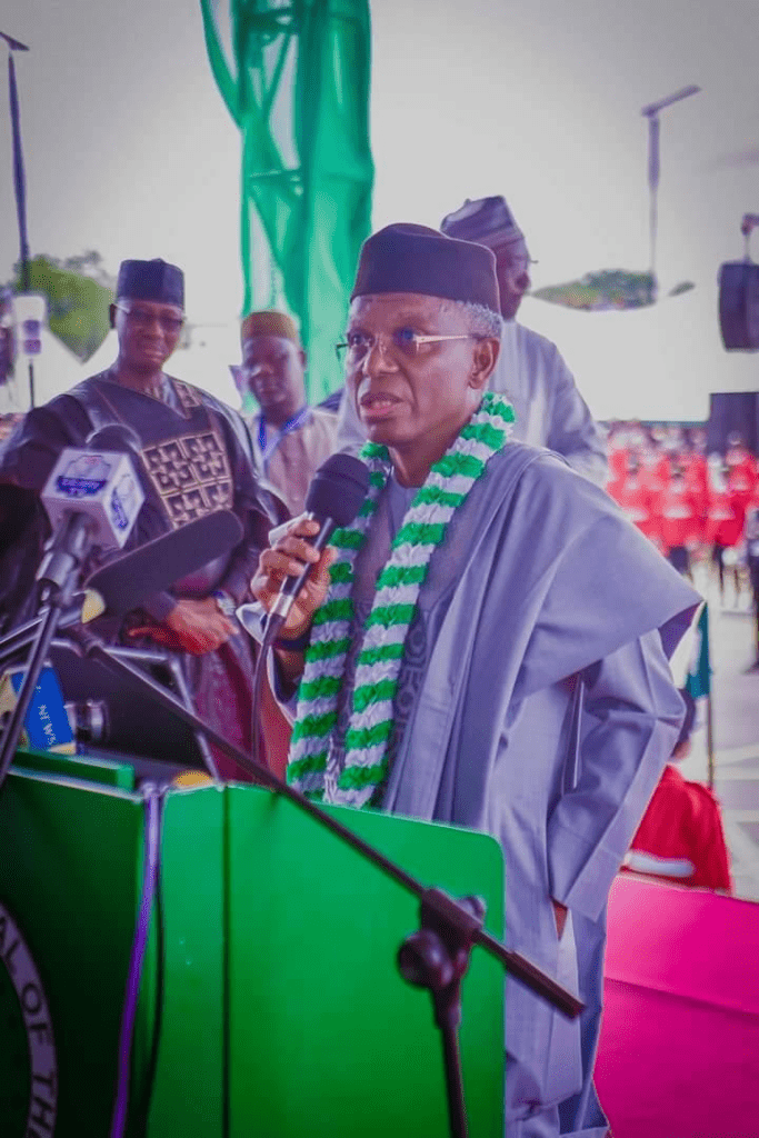Gov. Nasir el-Rufai giving his farewell address as he left office on May 29, 2023. Credit el-Rufai’s personal Facebook.