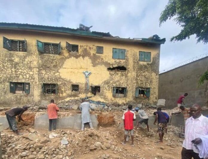 Medium Security Custodial Centre in Suleja after Wednesday night's heavy downpour. Photo credit: X/@TheNationNews.