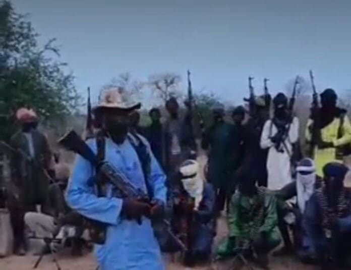 A screenshot of terrorist leader Kachalla Garba Aminu making a case for peaceful negotiation between terrorists and authorities. Video credit: X/@Imranmuhdz.