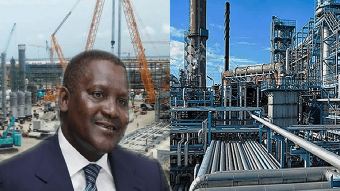 Dangote refinery (inset – Mr. Aliko Dangote) – COURTESY @ X https://twitter.com/ndekekwe/status/1752151241440776444