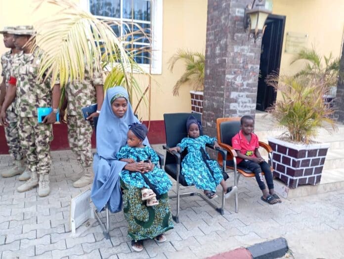 Lydia Simon, rescued by Army on April 17 and presented at press conference Thursday in Maiduguri. Photo by TruthNigeria.