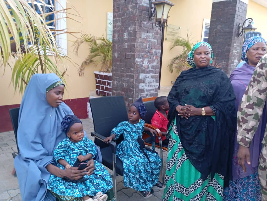 Lydia Simon attended by Mrs. Aishatu Shetima, Director Social Welfare, Ministry of Women Affairs and Social Development Borno State and Mrs Asabe Mohammed, Officer in-Charge of Chibok Girls
