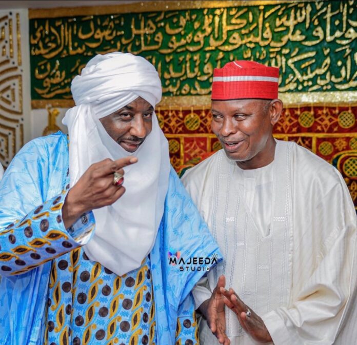 Muhammadu Sanusi II and Governor Abba Yusuf. Photo credit: X/@Adam_L_Sanusi.