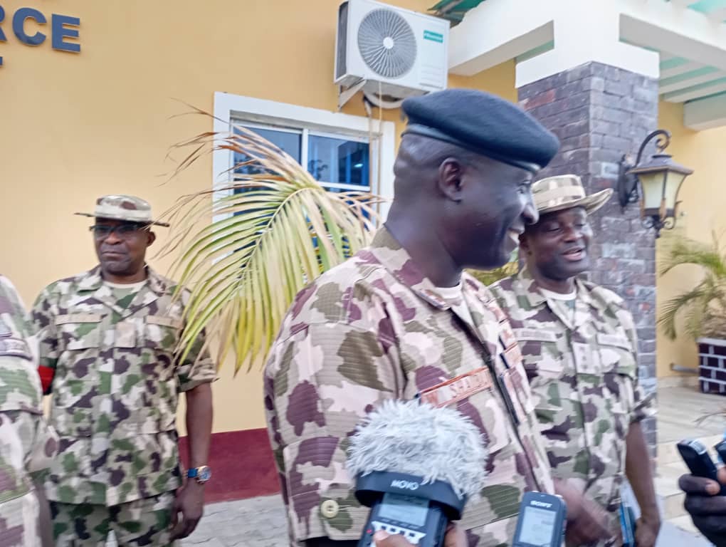 Major Gen. W. Shaibu at Press Conference in Maiduguri. Photo by TruthNigeria staff.