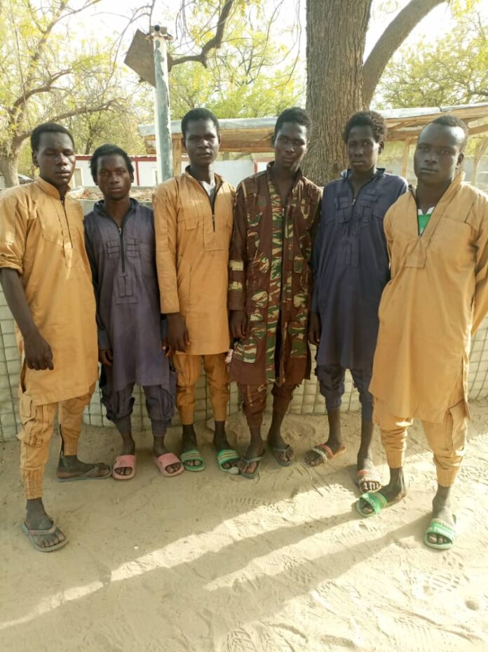 Six surrendered Boko Haram militants. Photo credit: X/@MNJTFOfficial