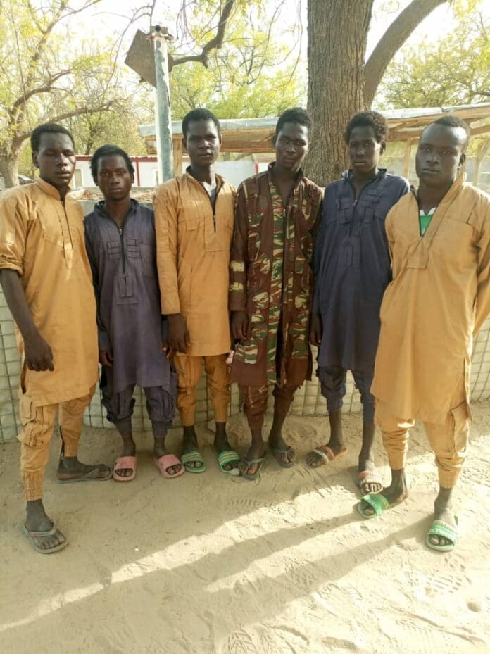 Six surrendered Boko Haram militants. Photo credit: X/@MNJTFOfficial
