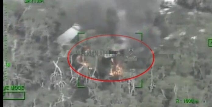 An aerial view of terrorist location mapped for destruction. Photo credit: Nigerian Air Force.