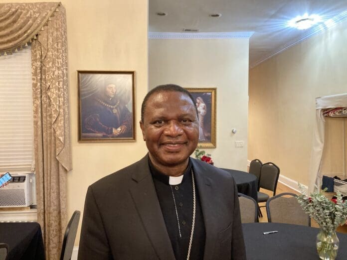 Bishop Jude Arogundade June 27 in Washington, D.C. on a trip to rally support for persecuted Christians in Nigeria. Arogundade urged the attendees at the funeral for victims at Owo to “claim this country back from those destroying it.”