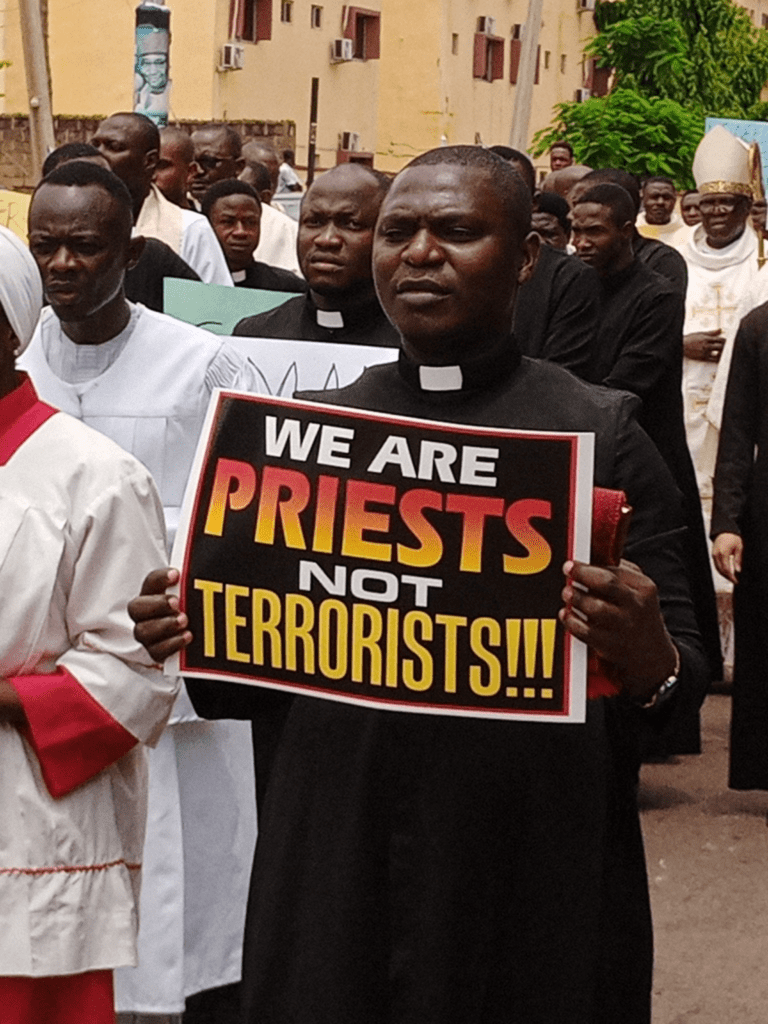 Catholic Priests march in protest of attacks on Catholic Clergy in Plateau State in 2022. Credit: Roman Catholic Diocese of Jos.