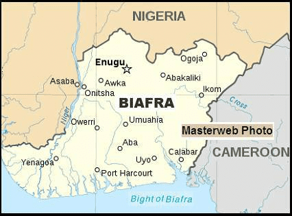 Map of the defunct Biafran nation from 1967 to 1970. Courtesy of Facebook 