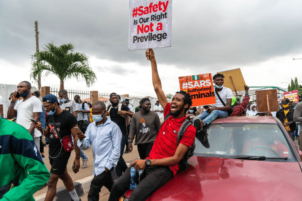 #EndSARS protesters on October 20, 2020. Photo credit: X/@Olamiide02.