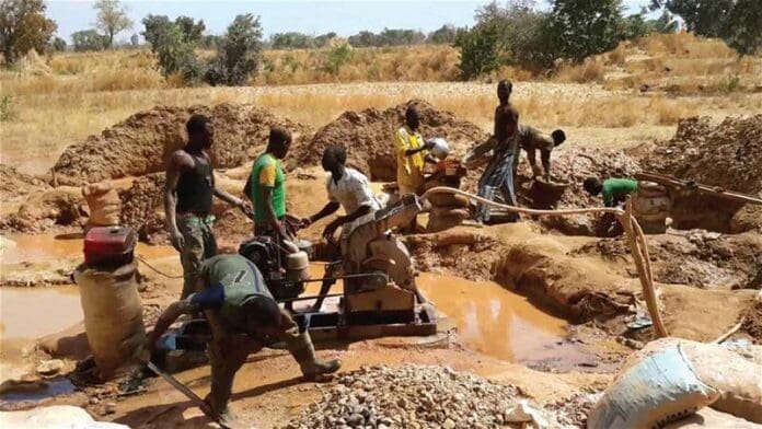 An illegal mining site. Photo credit: X/@voiceofnigeria.