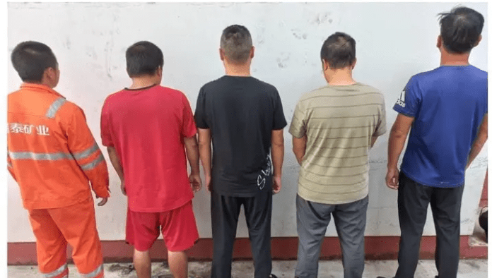 Five arrested Chinese illegal miners. Photo credit: Facebook/Economic and Financial Crimes Commission.