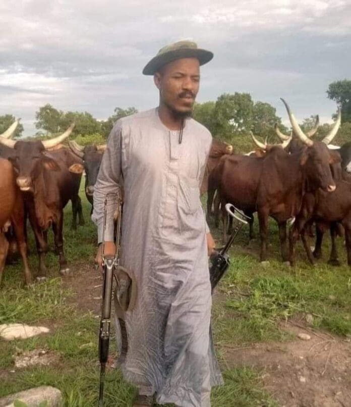 Picture of Mohammad Halilu Sububu leading cattle believed to be rustled from Zamfara villages. Image via Facebook.