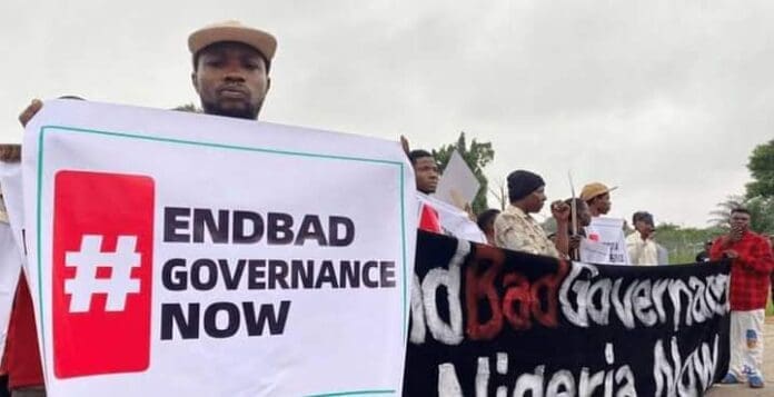 Protesters during the #EndBadGovernance protests in August. Photo credit: X/@TIBmovement.