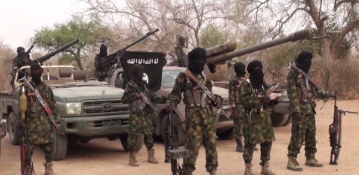 Boko Haram members with their ISIS flag: Credit Boko Haram.