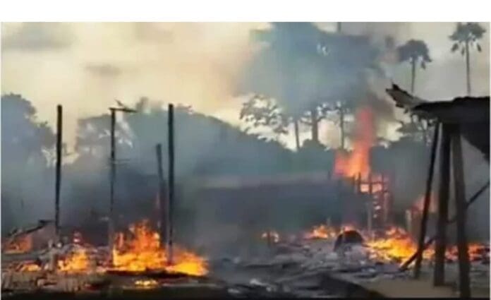 Photo of Egwume in flames on Oct. 10: Credit Ekani Olikita.