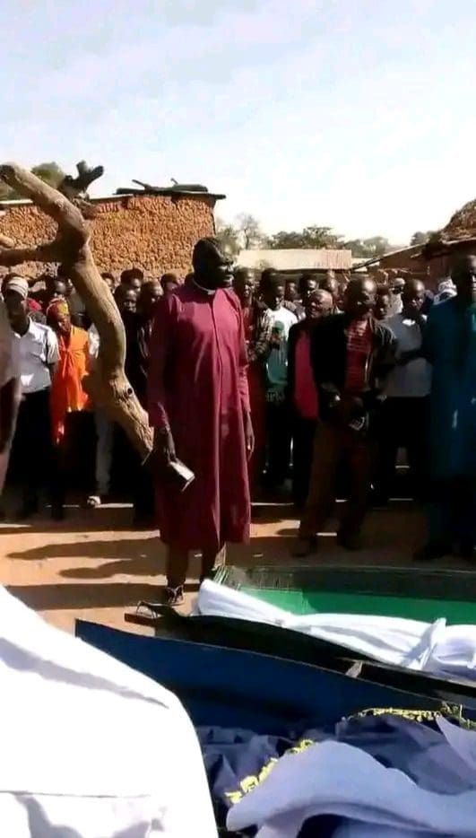 Burial of Enock and Josiah Pudzul killed in Chibok by Boko Haram terrorists. Courtesy of Pastor Maina Yahi.