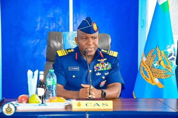 Nigerian Air Force Chief, Air Marshal Hassan Abubakar. Photo credit: Facebook/Nigerian Air Force HQ.
