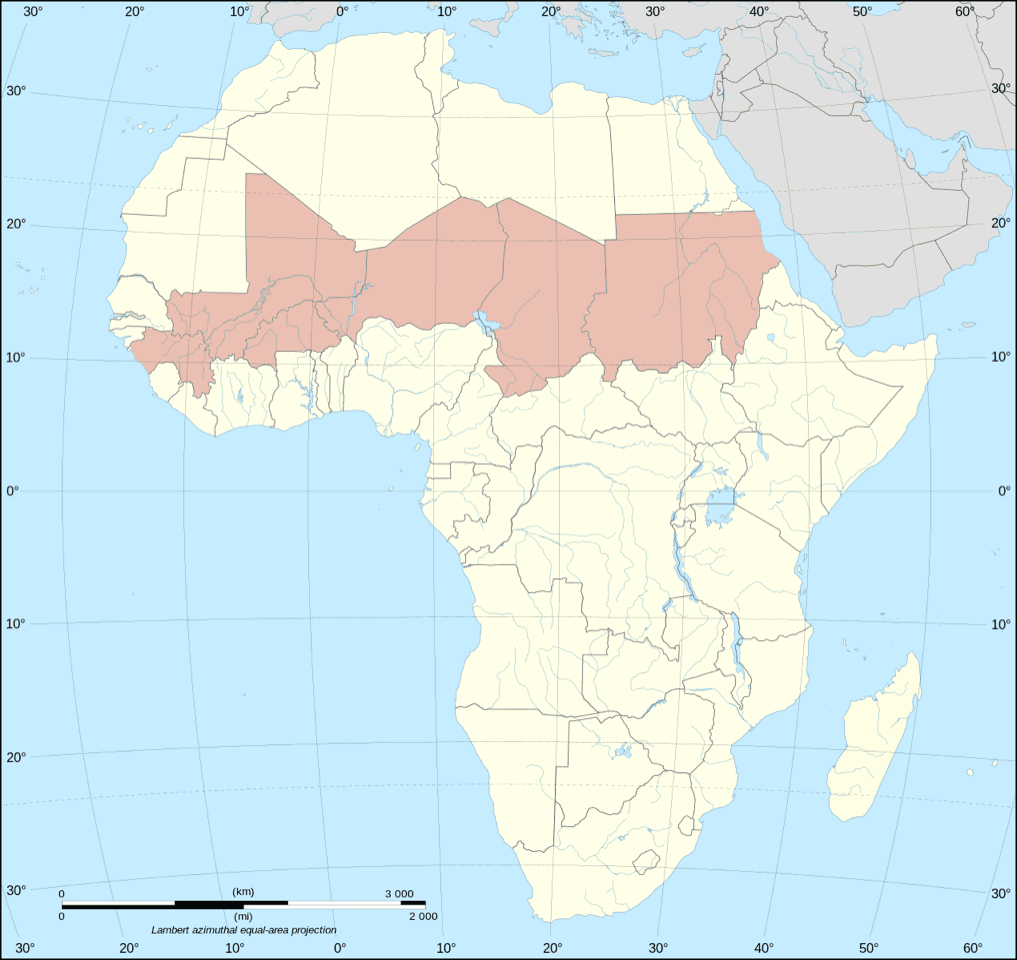 Map of African Sahel. Wikimedia commons.