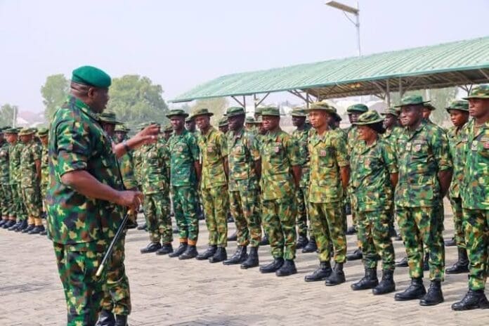 Army Chief Lt. Gen. O.O. Oluyede addressing troops. Photo credit: Facebook/HQ Nigerian Army.