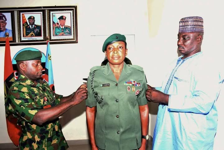 Hajara Egbunu during her decoration. Photo credit: Facebook/HQ Nigerian Army.